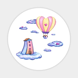 Romantic balloon ride at home Magnet